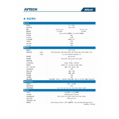 AVTECH 陞泰 DGM5202GCAT 五百萬畫素 AI智慧 H.265 紅外線半球型 網路攝影機