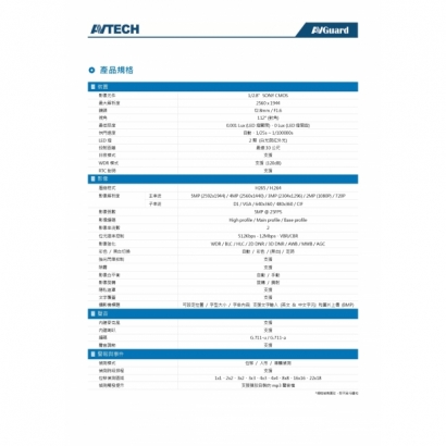 AVTECH 陞泰 DGM5206SVSGAT 五百萬畫素 AI智慧 H.265 雙光款半球型 網路攝影機