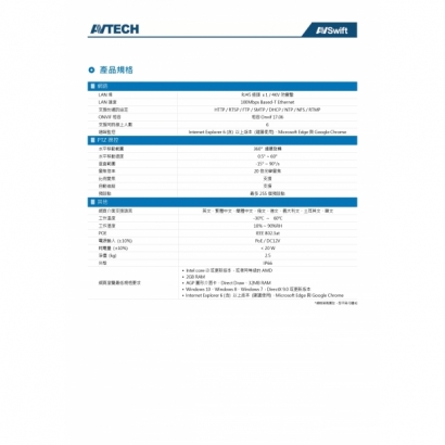 AVTECH 陞泰 DGM5937SVAT 五百萬畫素 AI智慧 H.265 20倍快速球 網路攝影機