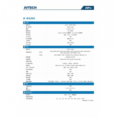 AVTECH 陞泰 DGM8209SVAT 八百萬畫素 AI智慧 H.265 紅外線半球型 網路攝影機