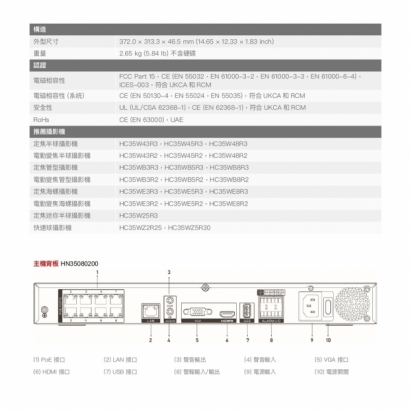 Honeywell HN35080200 8路 H.265 PoE NVR 錄影主機