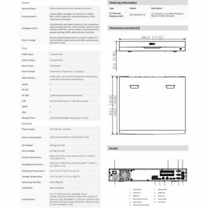 大華 DHI-NVR5432-EI 32路 AI 網路型錄影主機規格