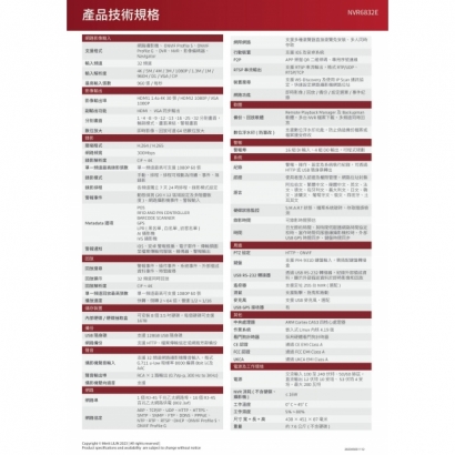 LILIN 利凌 NVR6832E 32路 超高畫質 2U 19吋機櫃(架)型嵌入式網路錄影主機