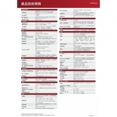 LILIN 利凌 NVR7832 32路 超高畫質 2U 19吋機櫃(架)型嵌入式網路錄影主機