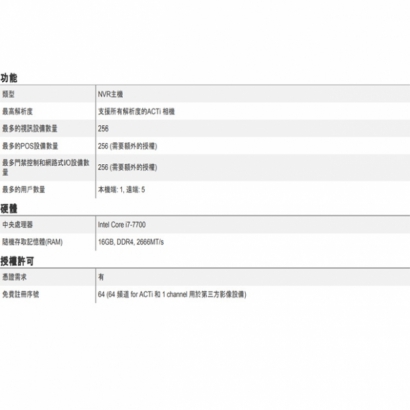 ACTi INR-407 256路 8硬碟 物聯網資安認證 機架式 NVR錄影主機