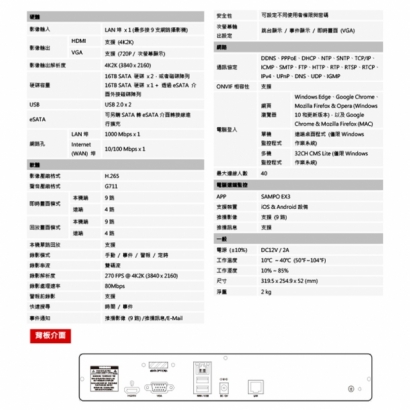 聲寶 DR-TWAN2108DG 9路 H.265 網路型錄影主機 錄影主機