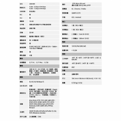 聲寶 VK-TWIP4239FWMA 400萬 Lite 全彩定焦槍型 網路攝影機