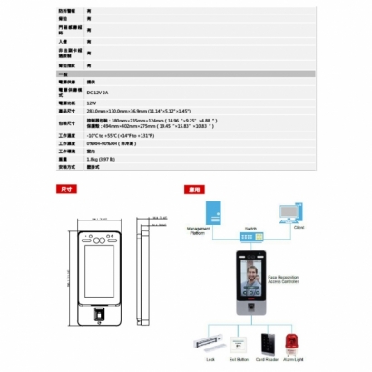 聲寶 AC-TWI2714YV 人臉識別門禁考勤機